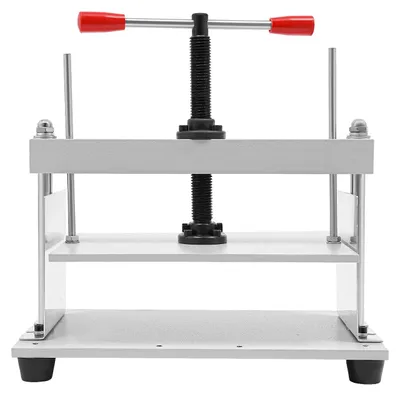 Produktbild von A4 Papierpresse - manuelle Buchbindepresse - Presskraft 1,5 t / 1500 kg - max. Stapelhöhe 14,5 cm - für A4 und kleiner - 21,5×36,5×33 cm - weiß