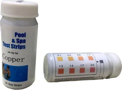 Immagine prodotto di Strisce reattive per la determinazione della concentrazione di rame Strisce reattive per piscine e spa per il rame, 30 pezzi