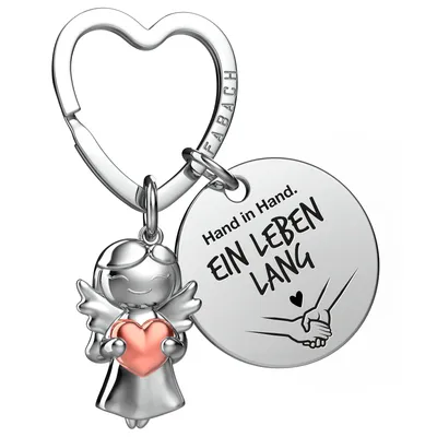 Produktbild von FABACH Schutzengel Schlüsselanhänger mit Herz und Gravur - Engel Glücksbringer mit Botschaft - Ich liebe dich Geschenk für Partner oder Freundin