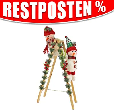 Produktbild von Schneemann Deko Figuren kletternd auf Leiter - ca. 76 cm