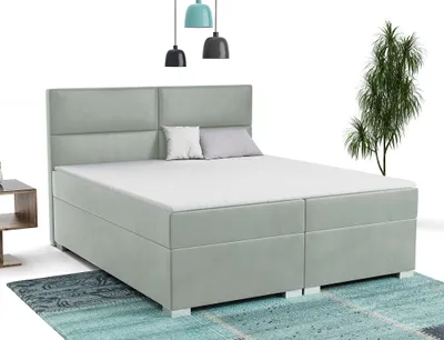 Produktbild von FurMeb24 - Boxspringbett , Ehebett  160x200cm BONO  Hotelbett , Polsterbett , Doppelbett , inklusive TopperFarbe : Velutto 15
