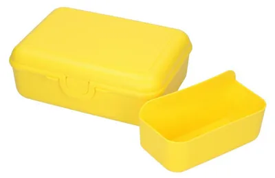 Obrázek produktu pro Dětský box na svačinu s oddělovacím tácem - "School-Box" deluxe vyrobený v Německu a neobsahující BPA, robustní box na svačinu se zacvakávacím uzávěrem do školy a pro volný čas - standardní modrý PP