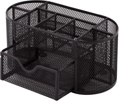 Productafbeelding van Bureauorganizer met metalen tafelblad, pennenhouder, potloodverscherper, tafelorganizer, metalen rek, 350 x 297 x 275 mm, zwart