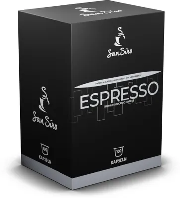 Produktbild von San Siro Bio Premium Kapselkaffee ESPRESSO - 100 Kapseln - Recyclebare Aluminium Kapseln - für Nespresso und SanSiro Smart Kapselmaschinen