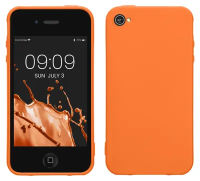 Produktbild von kwmobile Hülle für Apple iPhone 4 / 4S TPU Case - Handyhülle unterstützt kabelloses Laden, flexible Schutzhülle, gummiertes Cover in Fruity Orange