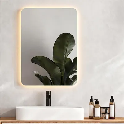 LED-Badspiegel 50x70 cm, Touch-Schalter, 3 Lichtfarben dimmbar, beschlagfrei