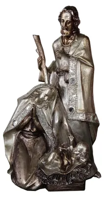 Geburtsfigur aus Harz, alt Silber, 20,5x13x31,5 cm