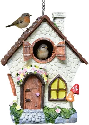 Produktbild von Famanu Vogelhaus Handgeschildert - Dekoratives Gartenaccessoire - 21 cm Hoch