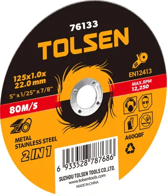 Produktbild von Tolsen Flachschleifscheibe (Metall und Edelstahl) 115 x 1,0 x 22,2 mm - 10er-Set - Maxami