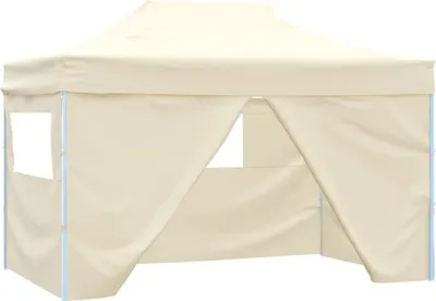 Image de Tente pliante Pop-Up avec 4 éléments latéraux 3 x 4,5 m Blanc crème