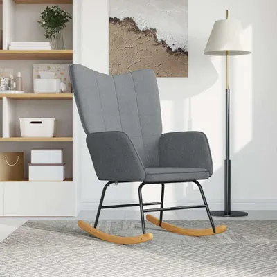 Image de vidaXL Fauteuil à bascule Gris clair Tissu