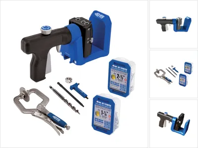 Zdjęcie produktu dla KREG Pocket Hole Jig 520 PRO przyrząd do wiercenia otworów kieszeniowych (KPHJ520PRO) + wiertło stopniowe + bit + śruby + zacisk