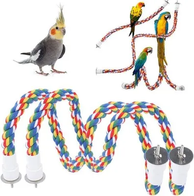 Productafbeelding van Kinderklimladder van katoen - 80 cm - Vogel speelgoed voor papegaaien en parkieten - Ontspanning voor kinderen