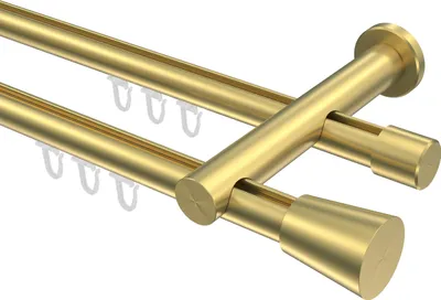 Produktbild von Interdeco Innenlaufstange / Gardinenstange mit Innenlauf Messing-Optik, Typ Platon Sitra (Konus), 20 mm Ø 2-läufig, 120 cm