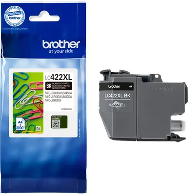 Zdjęcie produktu dla Brother LC422XLBK, Wysoka (XL) wydajność, Czarny, 1 szt., 3000 stron(y), Jednopak