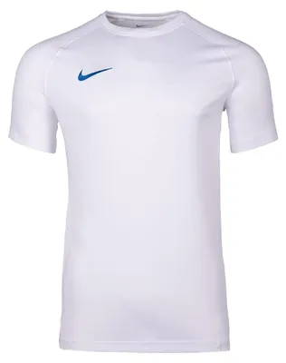 Image de Maillot de foot Nike Dri-FIT Park VIII à manches courtes pour hommes, blanc/bleu royal, modèle HV817