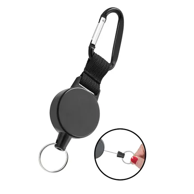 Produktbild von Ausweis Halter Jojo schwarz Schlüsselband 70cm ausziehbar & Karabinerhaken Schlüsselanhänger Schlüsseljojo Schlüsselrolle Key chain Schlüssel Zipper