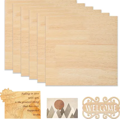 Produktbild von ATOMSTACK 6 Stück Beidseitig gummiertes Holz |300 x300 x3(+/- 0,2)mm|Gummi-Holzplatten| Ideal zum Gravieren und Schneiden auf CNC- und Lasergraviermaschinen