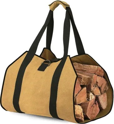 Produktbild von Kaminholz-Aufbewahrungstasche – Segeltuch, Groß, mit Griffen, 99 x 46 cm