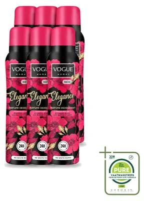 Obrázek produktu pro 6 kusů dámského parfémovaného deodorantu Vogue Elegance, objem 150 ml, balení