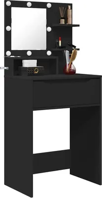 Zdjęcie produktu dla vidaXL Toaletka do sypialni z półką czarna 80 x 39,6 x 135 cm