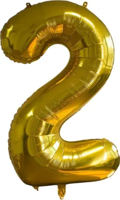 Zdjęcie produktu dla Balon foliowy numer 2 urodziny rocznica złoty 80 cm