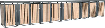 Image de Westmann Metall Mülltonnenbox Planta 10x240 L Box pour poubelles avec toit pour plantes 84x660x124 cm