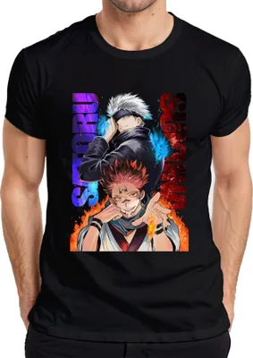 Produktbild von Jujutsu Kaisen Gojo Satoru Sukuna Flammen Augenbinde Geschenk Herren T-Shirt, Schwarz, M