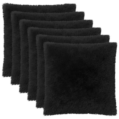 Immagine prodotto di Cuscino decorativo vidaXL, confezione da 6, colore nero, 55 x 55 cm, in pile di poliestere