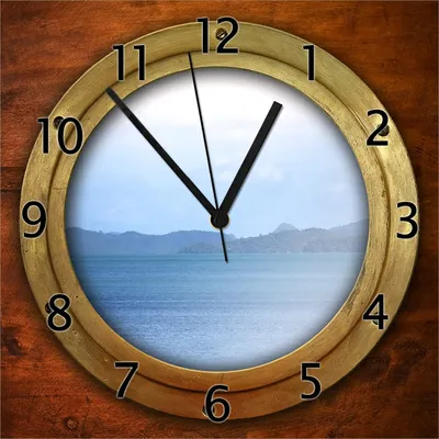 Produktbild von Wallario Design Wanduhr Guckloch aus dem Boot aus Echtglas, Größe 30 x 30 cm