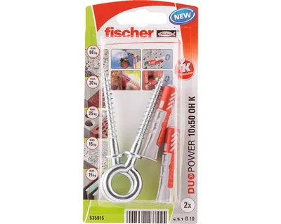 Obrázek produktu pro Fischer 535015 šroubová kotva / hmoždinka 2 ks Sada šroubů a hmoždinek 50 mm