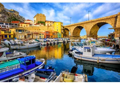 Image de Tableau sur toile Vallon des Auffes port 45x65 cm, Tableau mural moderne pour décoration intérieure