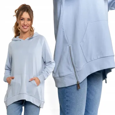 Produktbild von Damen-Sweatshirt mit Kapuze, Baumwolle, modisch, Oversize, weich, MORAJ S BLAU