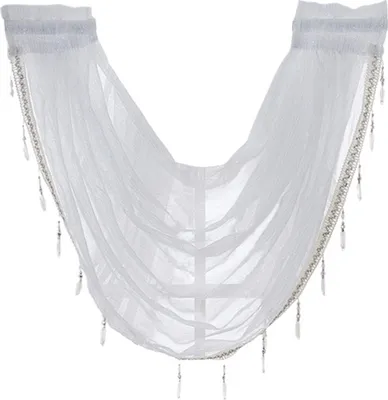 Produktbild von Feste Farbe Halbkreis Küche Kurzvorhangfenster Valance Drape Wohnheimdekoration-Weiß ,Größen:L