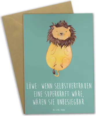 Produktbild von Mr. & Mrs. Panda babykarte Löwe Superkraft - Meeresbrise - Geschenk, jubiläumskarte, einladungskarten, Horoskop, weihnachtskarten, glückwunschkarten, Tierkreiszeichen