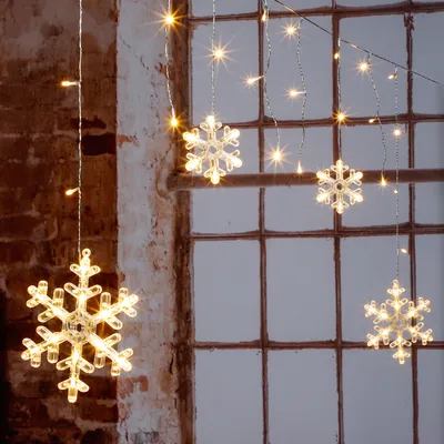 Immagine prodotto di Tenda LED a fiocco di neve - 60 LED bianco caldo - circa 210 x 68 cm