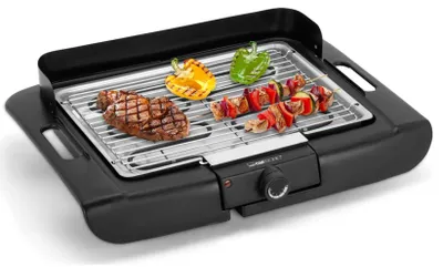 Produktbild von Clatronic® Barbecue-Tischgrill | Grill mit verchromtem Grillrost | Tischgrill mit Cool Touch-Gehäuse | Elektro Grill mit Windschutz | BQ 3507