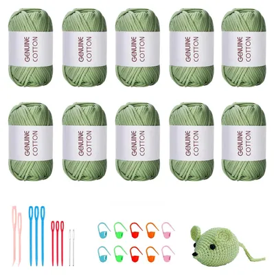 Häkelgarn-Set 10 x 50 g, Baumwollmix, für Anfänger, Amigurumi