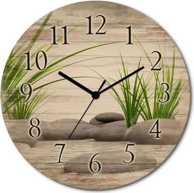 Produktbild von ARTland Holz Wanduhr Quarzuhr - schwarzer Zeiger 3D Steine Größe: 30x30 cm