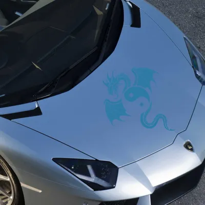 Produktbild von Aufkleber - Autoaufkleber "Yin Yang Drache" 70cm x 56cm hellblau - Tuning Carystyling Heckscheibe Auto