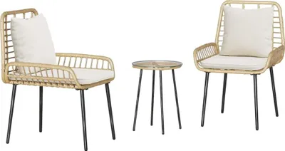 Produktbild von Garten Essgruppe 3 stk. Braun und Creme Poly-Rattan