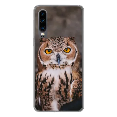 Produktbild von MuchoWow® Handyhülle Schutzhülle Hülle für Huawei P30 Braune Eule schaut direkt in die Kamera Silikon Softcase Handy Hülle - Kartenbesitzer