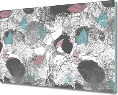 Produktbild von Glas-Herdabdeckplatte Glaskeramikkochfeld-Abdeckung Spritzschutz - 80x52 cm - Abstrakt Floral blau