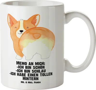 Produktbild von Mr. & Mrs. Panda Haferl Corgi Po - Weiß - Geschenk, weisse tasse, Hund, Pott, Riesentasse, Riesenkaffeetasse, Sprüche, steingut, Positiv, Spruch, Hundeliebe