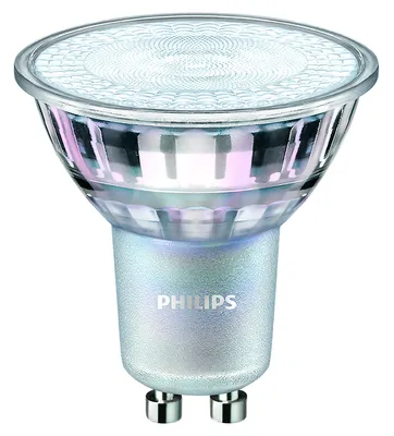 A close-up studio shot of a Philips LED light bulb.