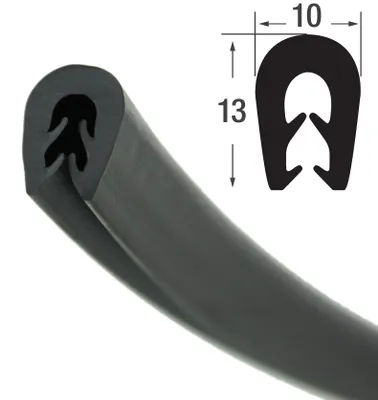Produktbild von KS-TPE1-2S Kantenschutzprofil schwarz TPE Klemmbereich 1-2,5 mm Maße 13x10 mm