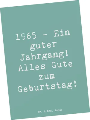 Produktbild von Mr. & Mrs. Panda Postkarte Spruch 1965 Geburtstag - Meeresbrise - Geschenk, Ansichtskarten, Ansichtskarte, Glückwunsch, Handgefertigt, Jahrgangsspruch, Happy Birthday