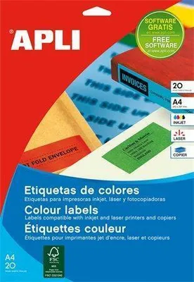 Produktbild von Aufkleber apli 01595/ 105 x 37mm/ 20 Blatt/ gelb