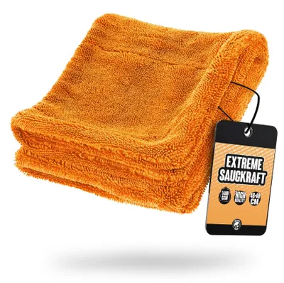 Produktbild von Nuke Guys Gamma Dryer S | Ultra saugstarkes handliches Trockentuch 1400 GSM in Orange 40x40cm | Fusselfrei, abgerundete sanfte Fasern, kratzerfrei | Premium Mikrofasertuch für Auto Motorrad Fahrrad
