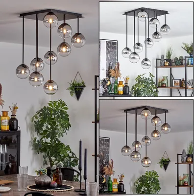 Produktbild von Isorella Deckenlampe aus Metall/Glas in Schwarz/Rauchfarben/Klar
